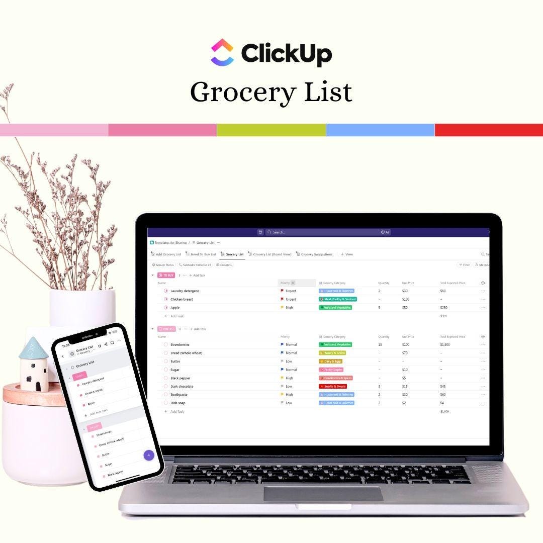 Grocery List Clickup Template for Meal Planning