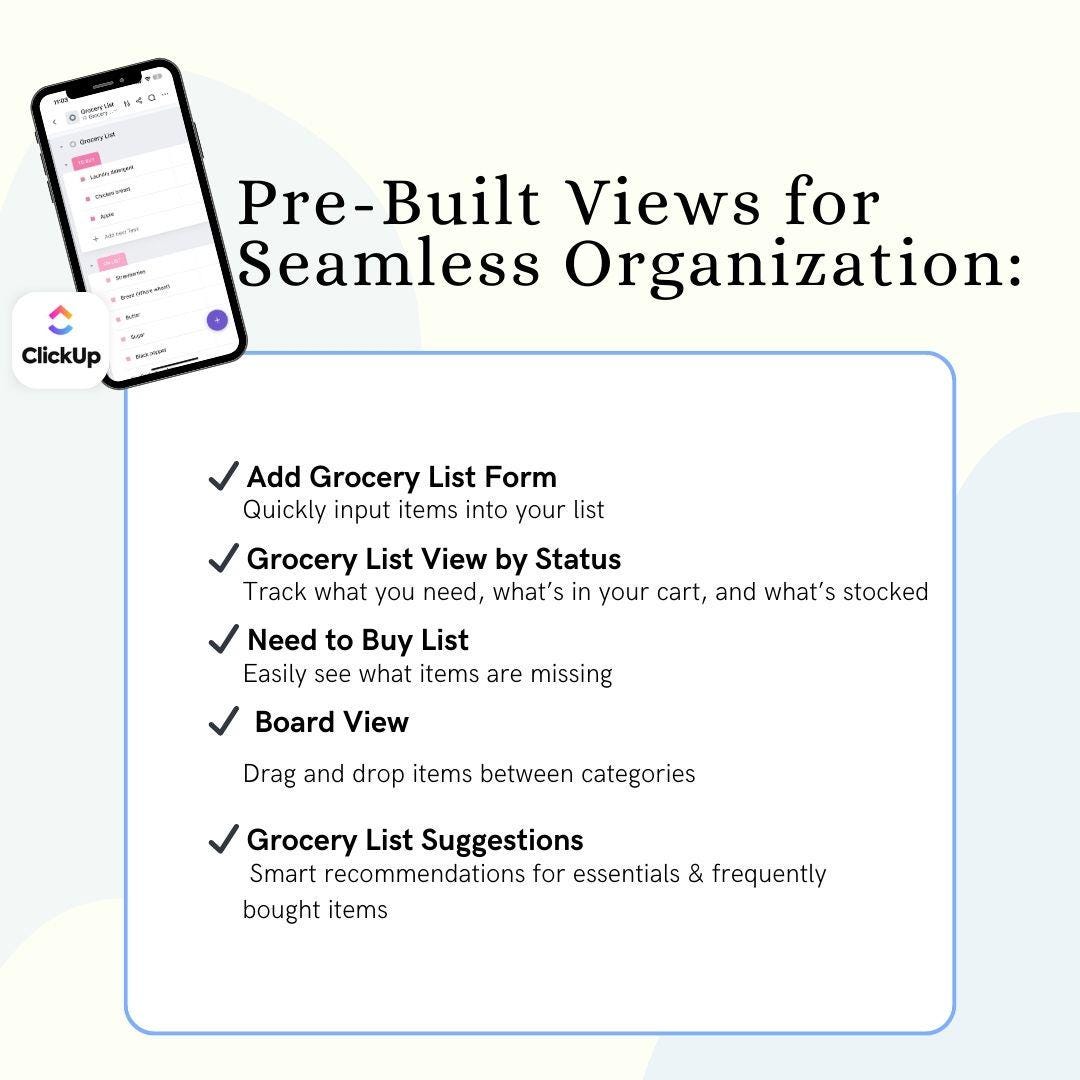 Grocery List Clickup Template for Meal Planning