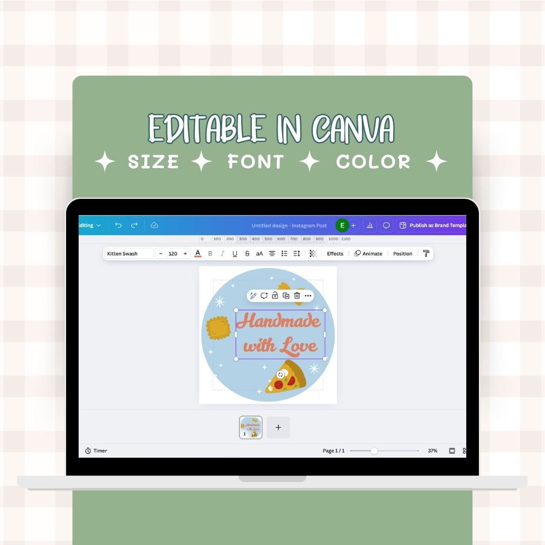 editable Digital sticker label