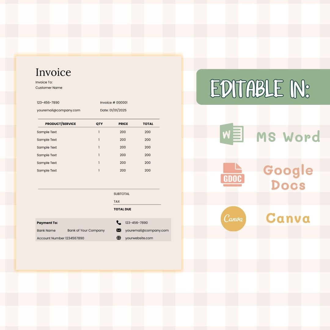 editable invoice template