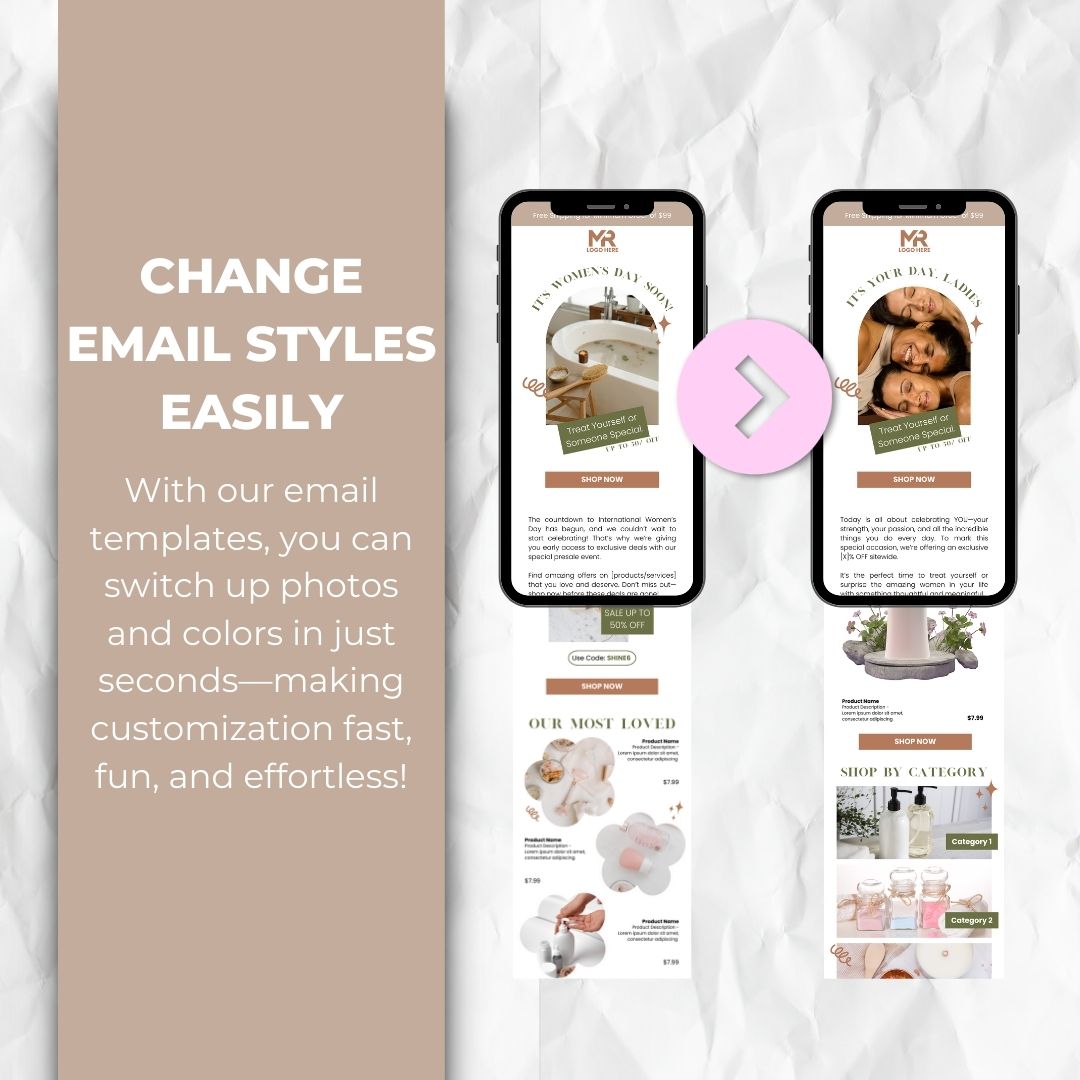 change email styles with our Womens day email template