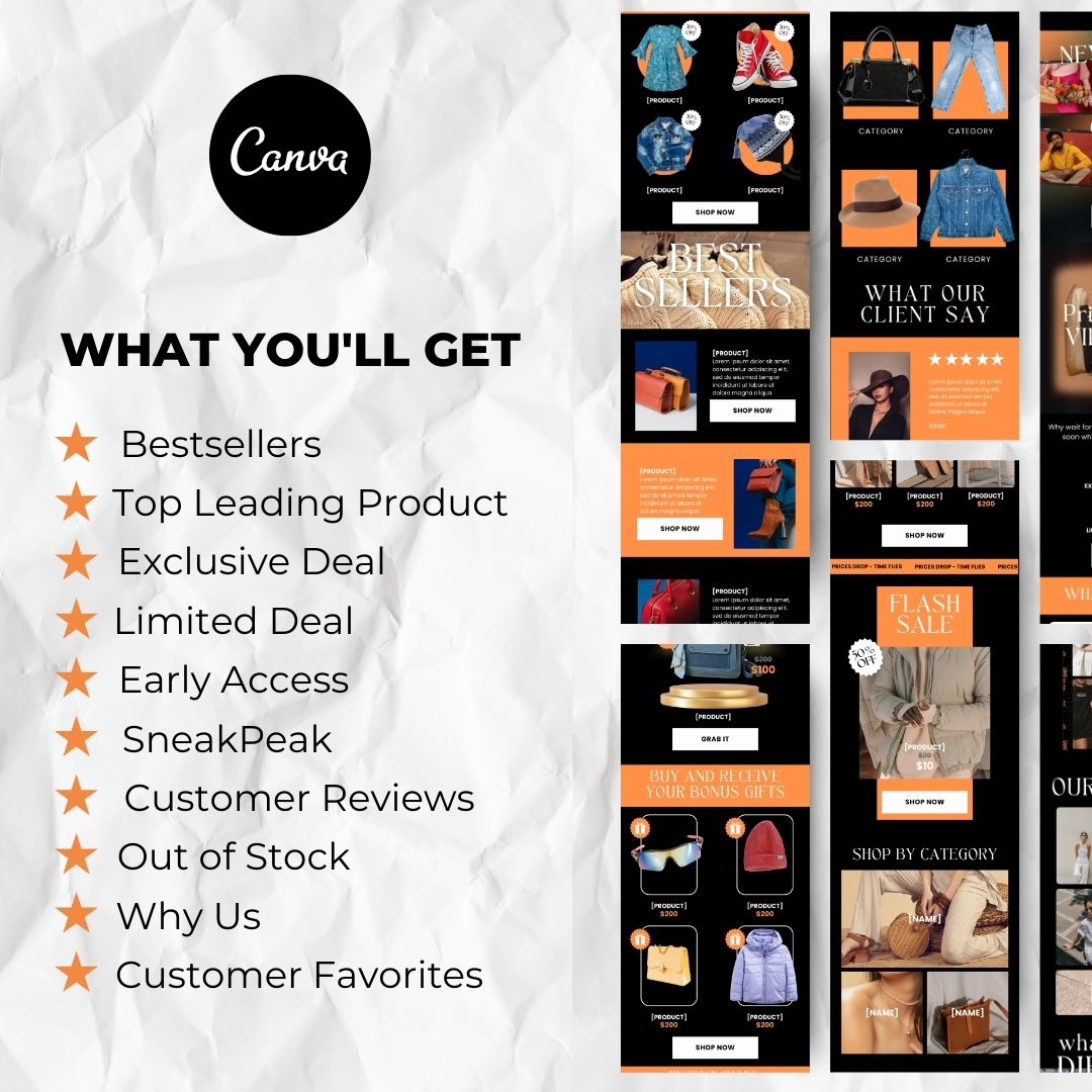 what you will get with blak friday email template