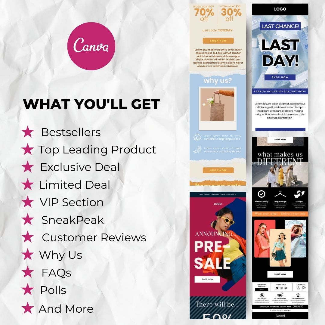 what you will get with blak friday email template
