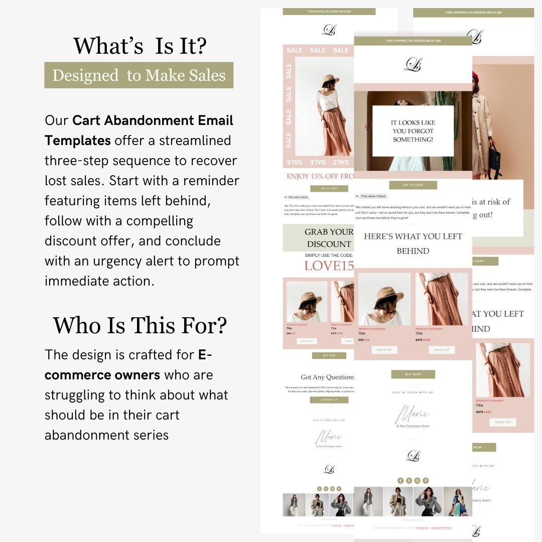 Green & Pink Theme Flodesk Minimalist Cart Abandonment Email Series
