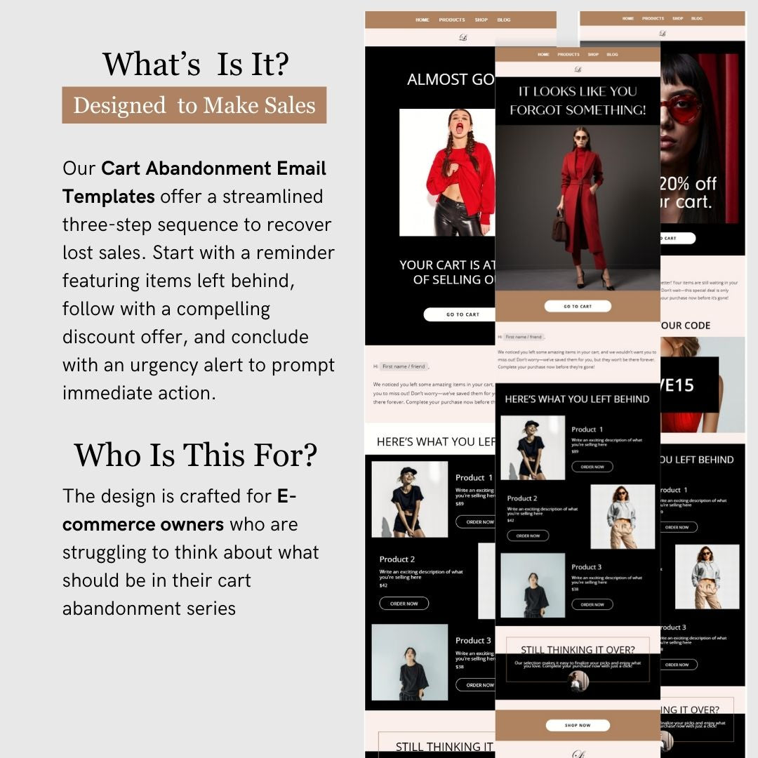 Brown & Black Theme Flodesk Minimalist Cart Abandonment Email Series