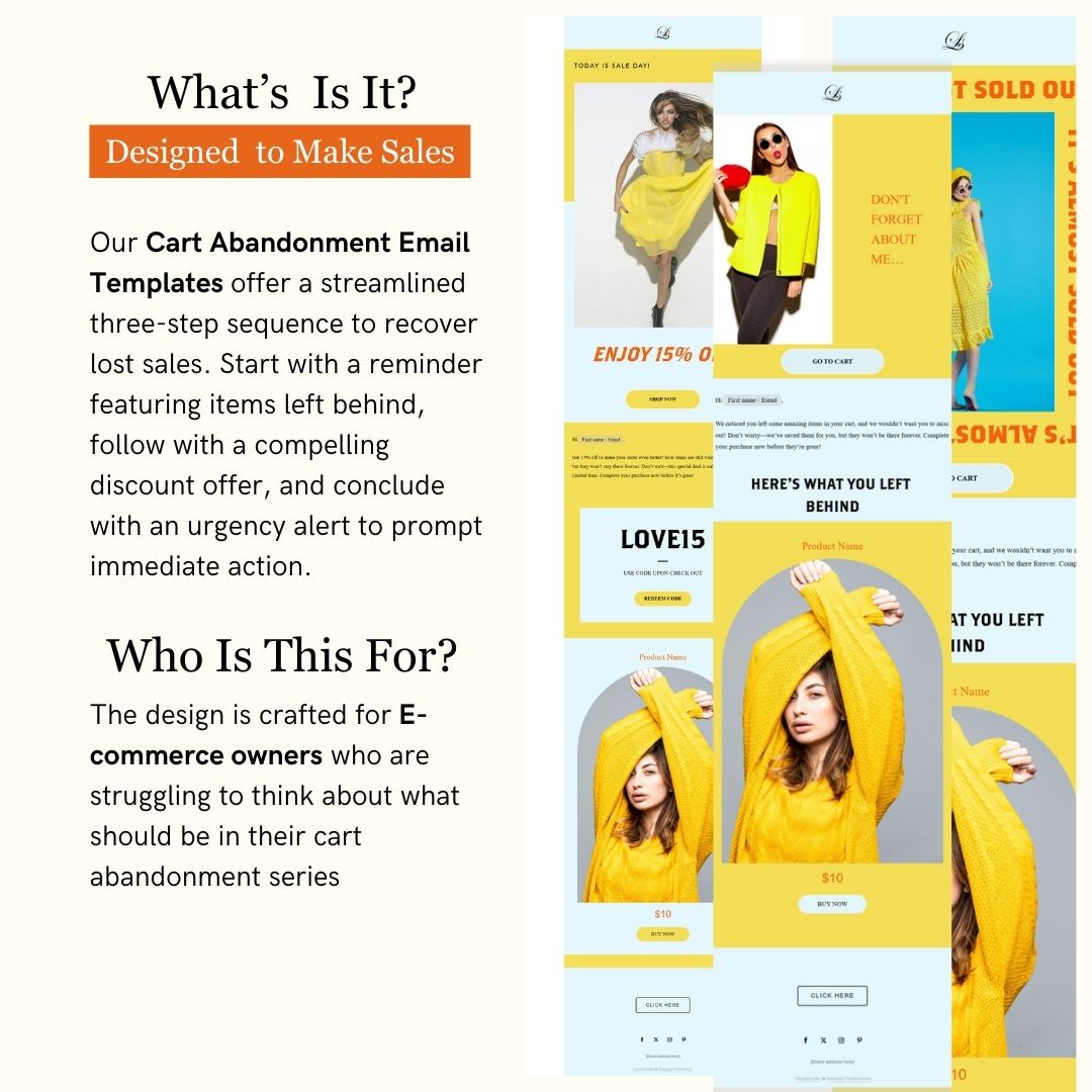 Yellow & Blue Theme Flodesk Minimalist Cart Abandonment Email Series