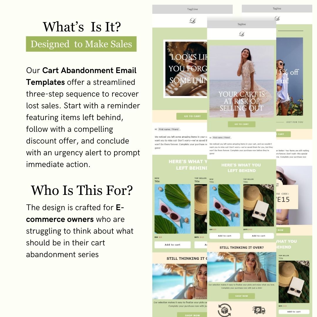 Green & Yellow Theme Flodesk Minimalist Cart Abandonment Email Series