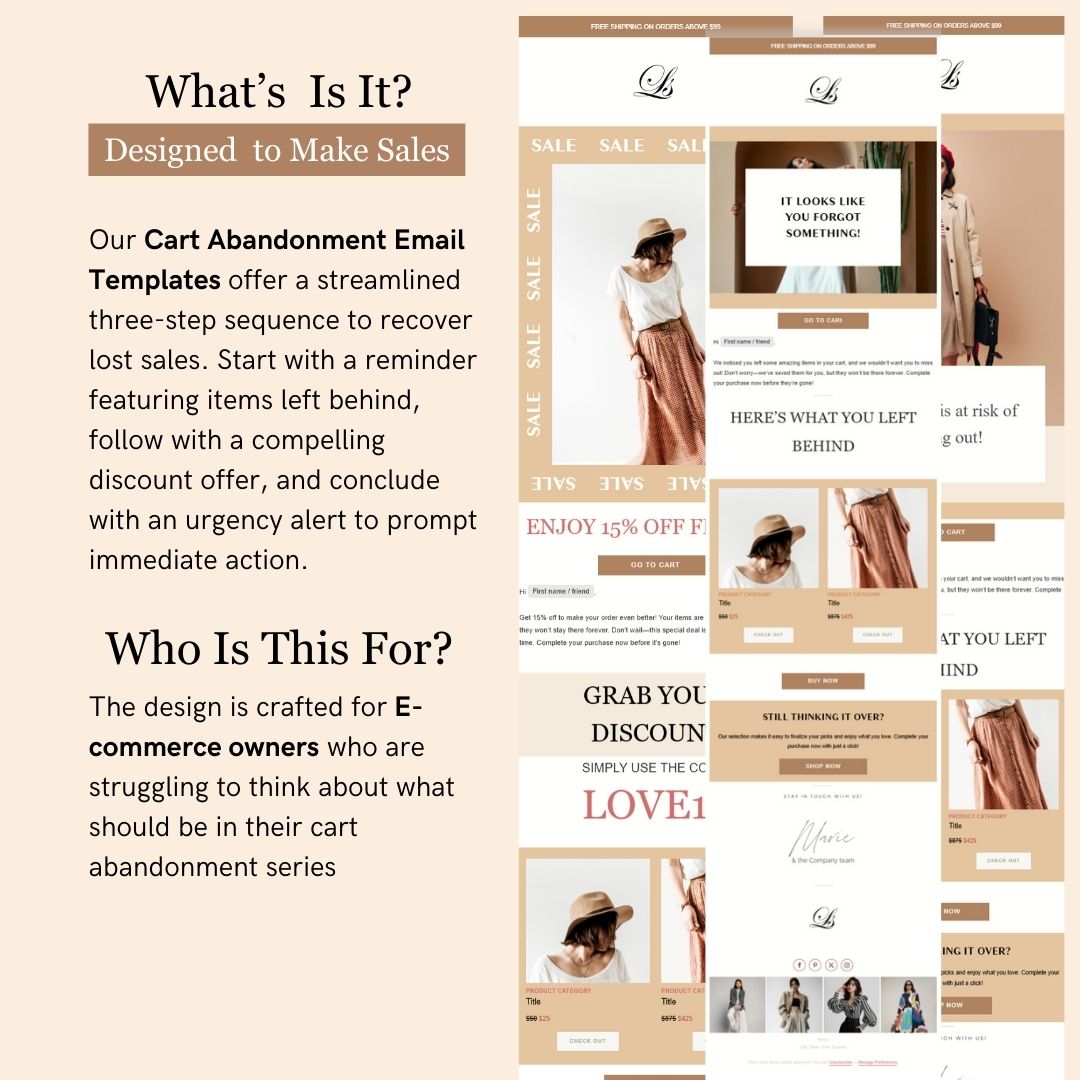 Brown & Nude Theme Flodesk Minimalist Cart Abandonment Email Series