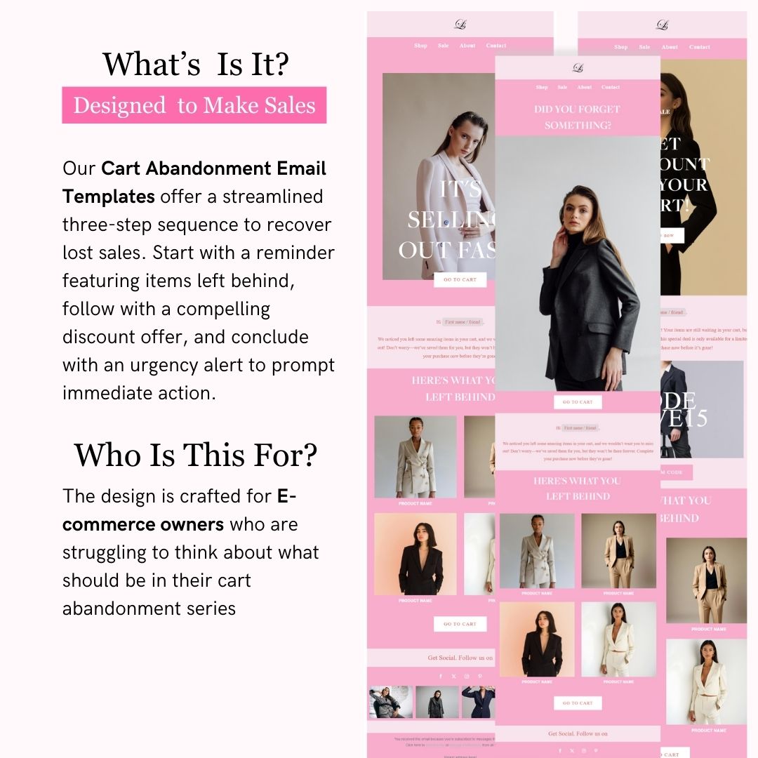 Pink Theme Flodesk Minimalist Cart Abandonment Email Series