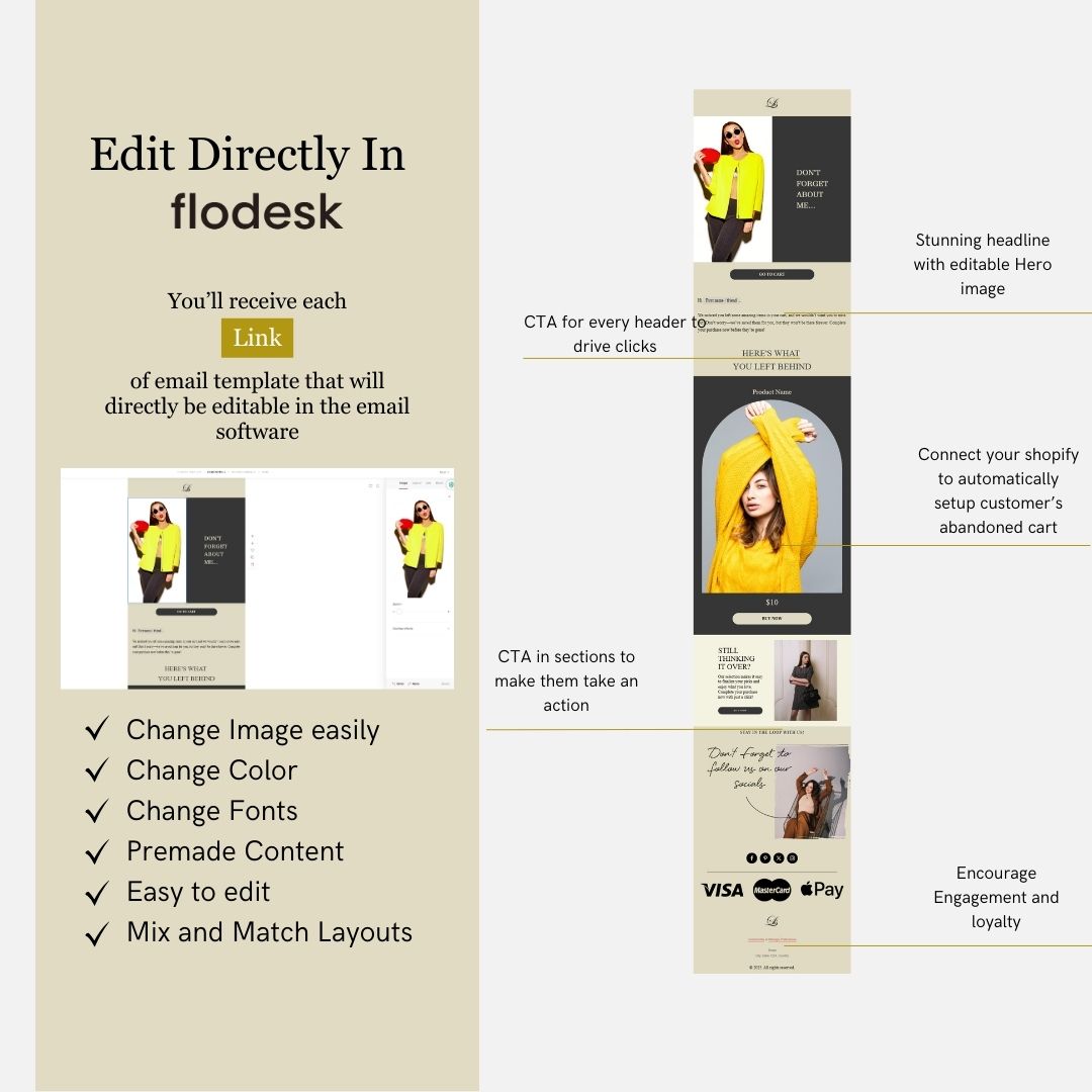 Gold Theme Flodesk Minimalist Cart Abandonment Email Series