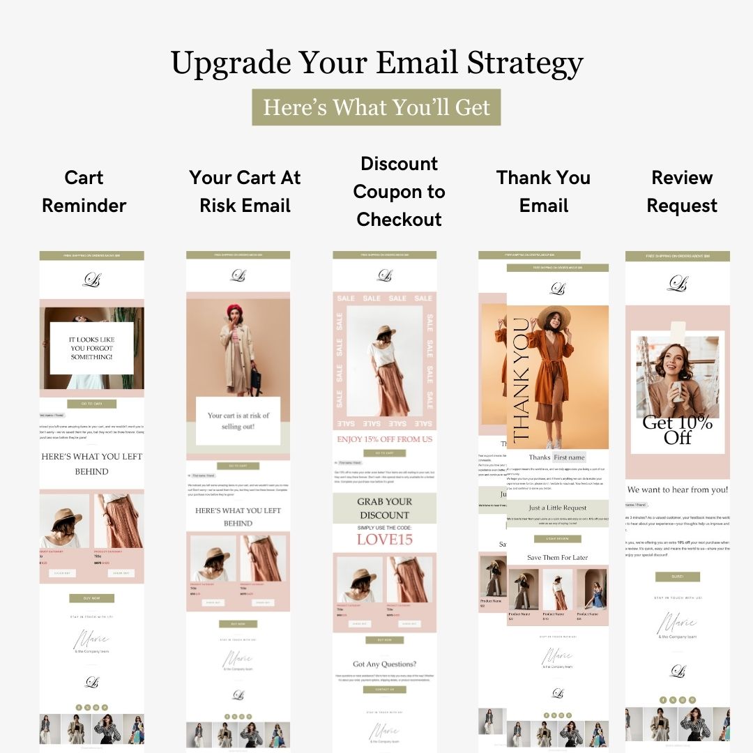 Green & Pink Theme Flodesk Minimalist Cart Abandonment Email Series