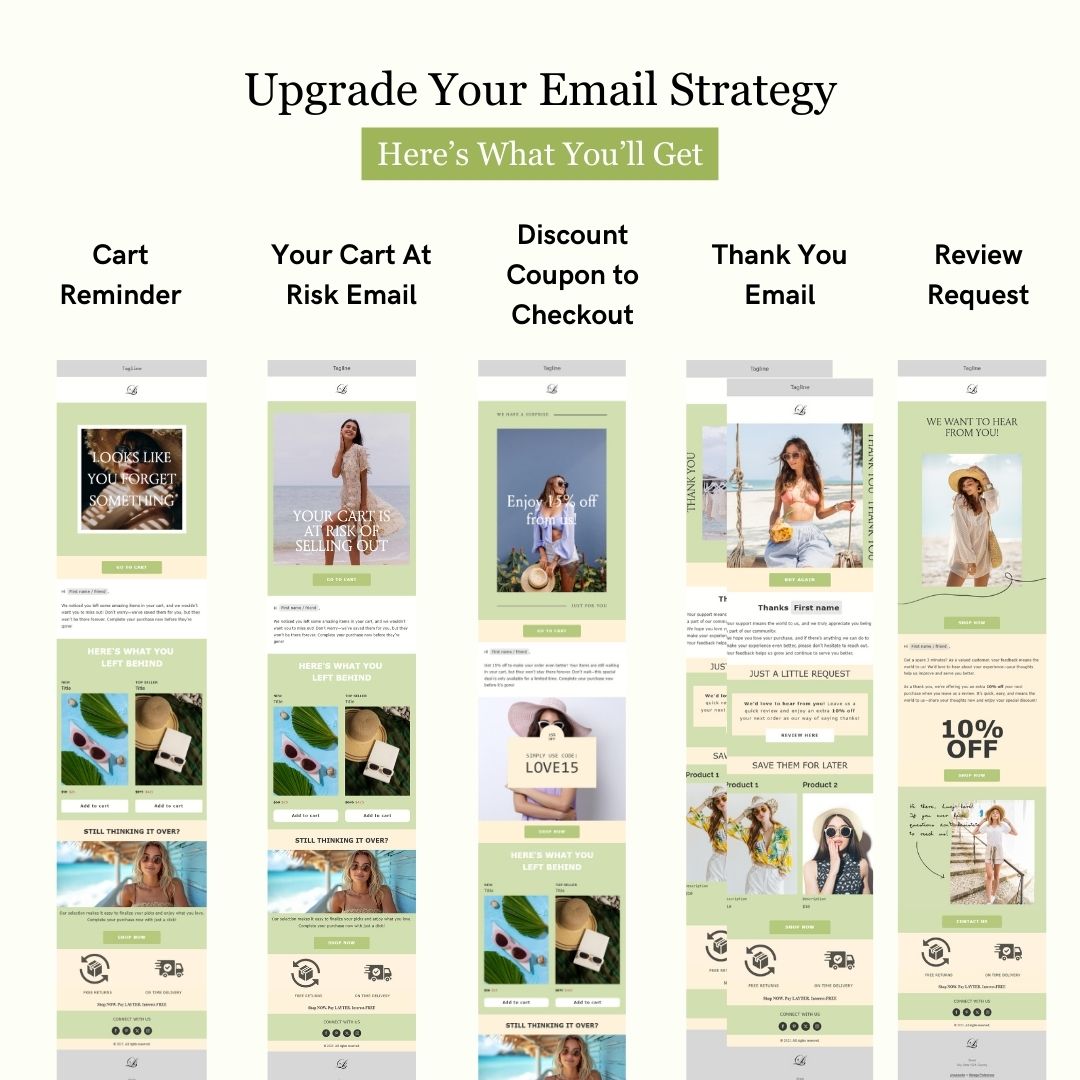 Green & Yellow Theme Flodesk Minimalist Cart Abandonment Email Series