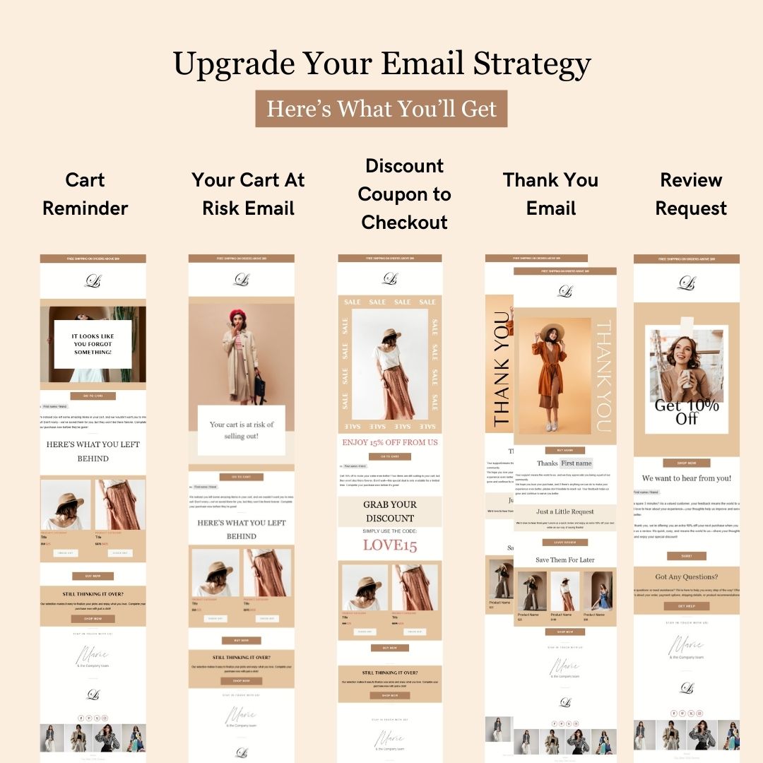 Brown & Nude Theme Flodesk Minimalist Cart Abandonment Email Series
