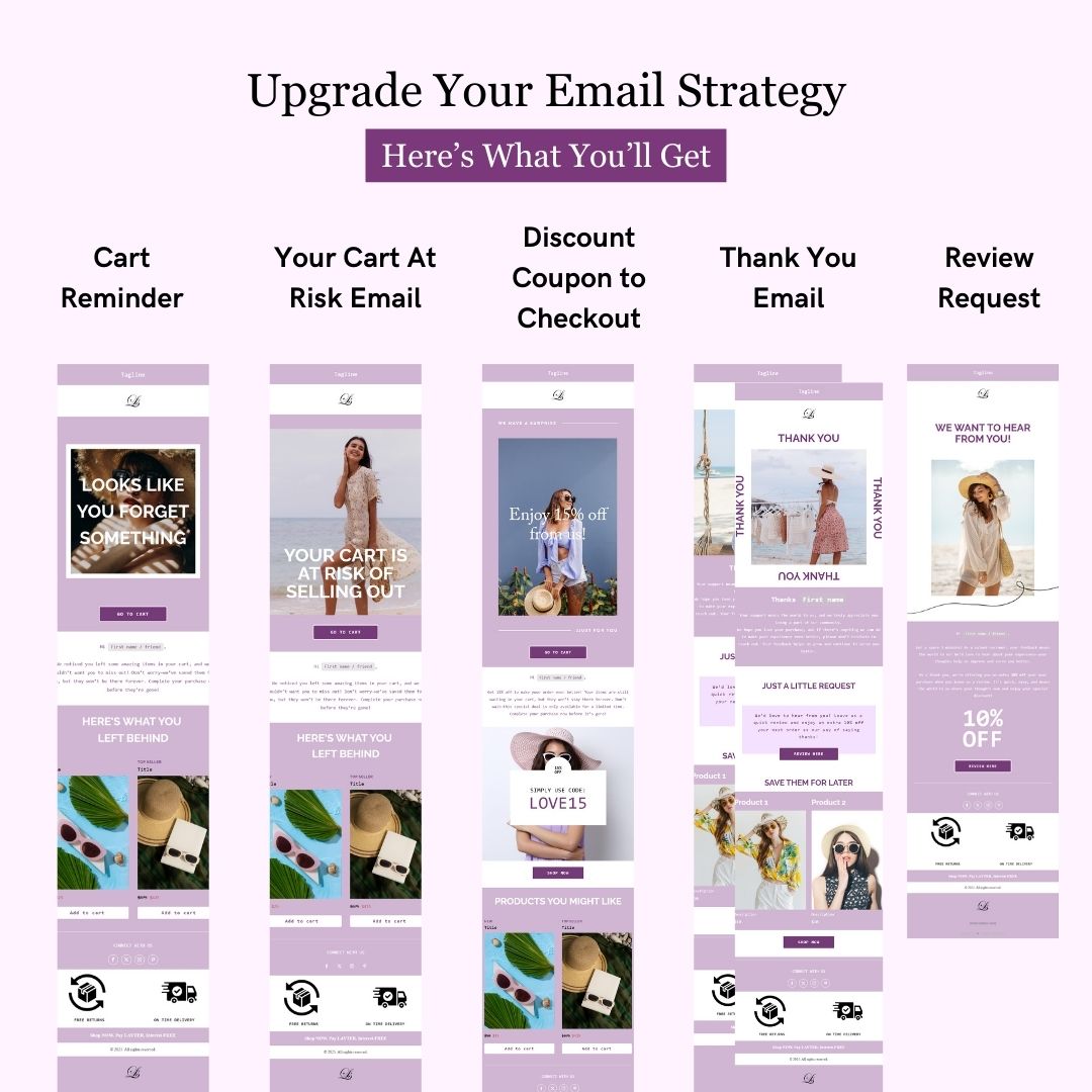 Purple & White Theme Flodesk Minimalist Cart Abandonment Email Series