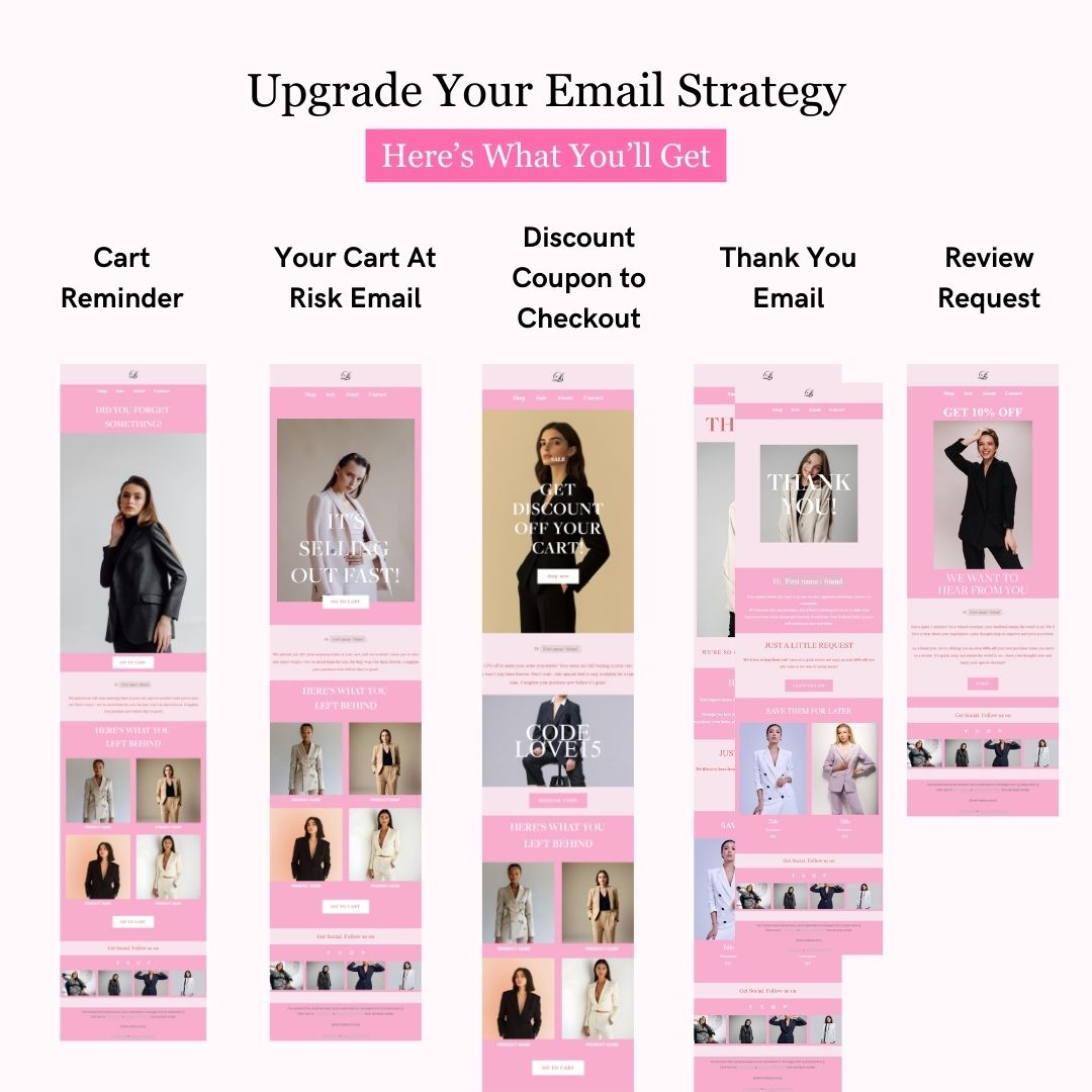 Pink Theme Flodesk Minimalist Cart Abandonment Email Series