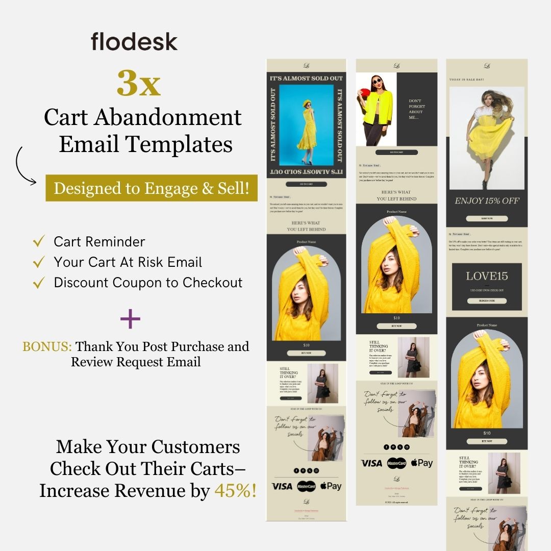Gold Theme Flodesk Minimalist Cart Abandonment Email Series