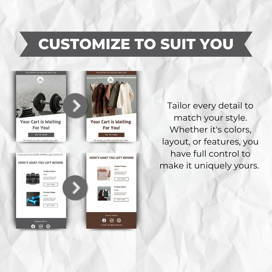Fitness Equipment Cart Abandonment Email Template - Grey