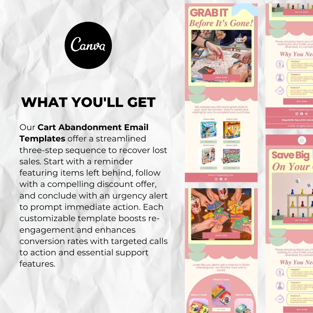 What you will get with our cart abandonment email template
