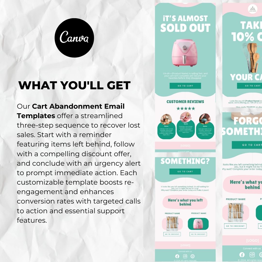 What you will get with our cart abandonment email template