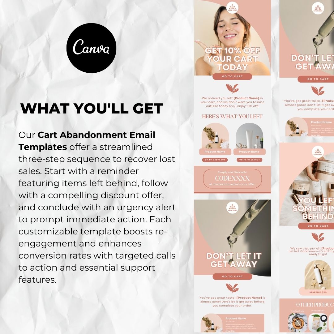 What you will get with our cart abandonment email template