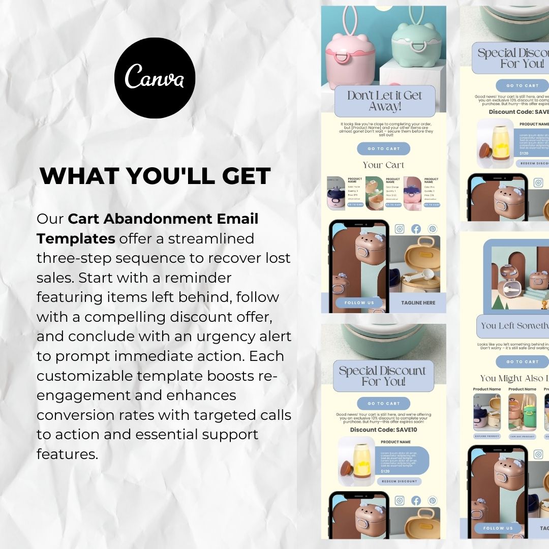 What you will get with our cart abandonment email template