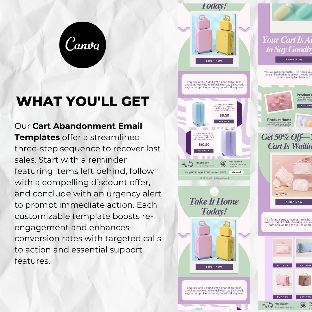 What you will get with our cart abandonment email template