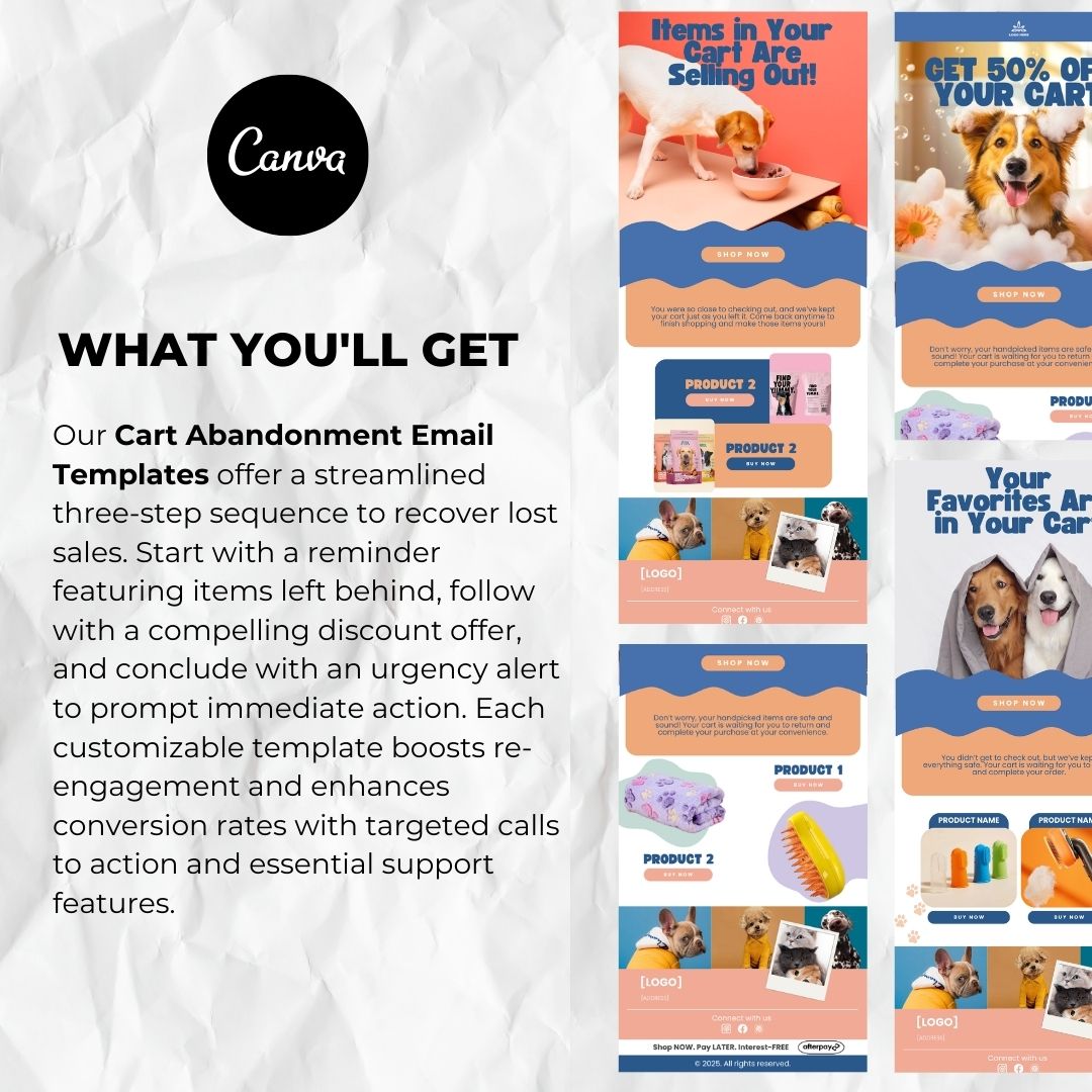 Pet Health Products Cart Abandonment Email Template - Orange & Blue