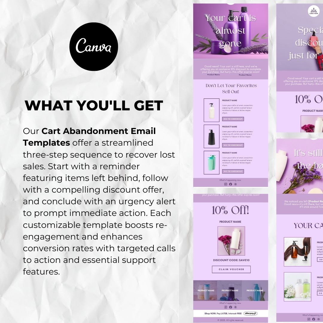 What you will get with our cart abandonment email template