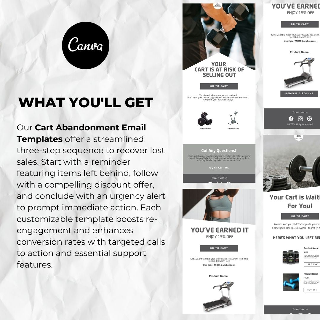Fitness Equipment Cart Abandonment Email Template - Grey
