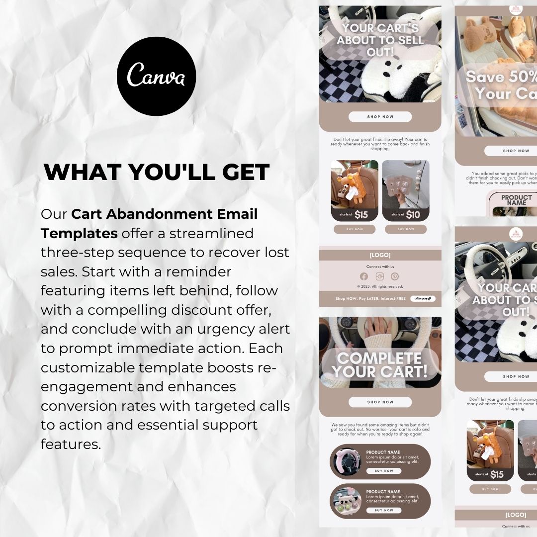 What you will get with our cart abandonment email template
