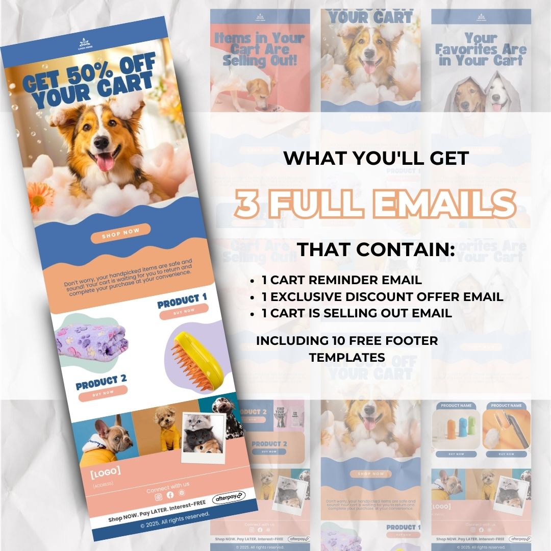 Pet Health Products Cart Abandonment Email Template - Orange & Blue