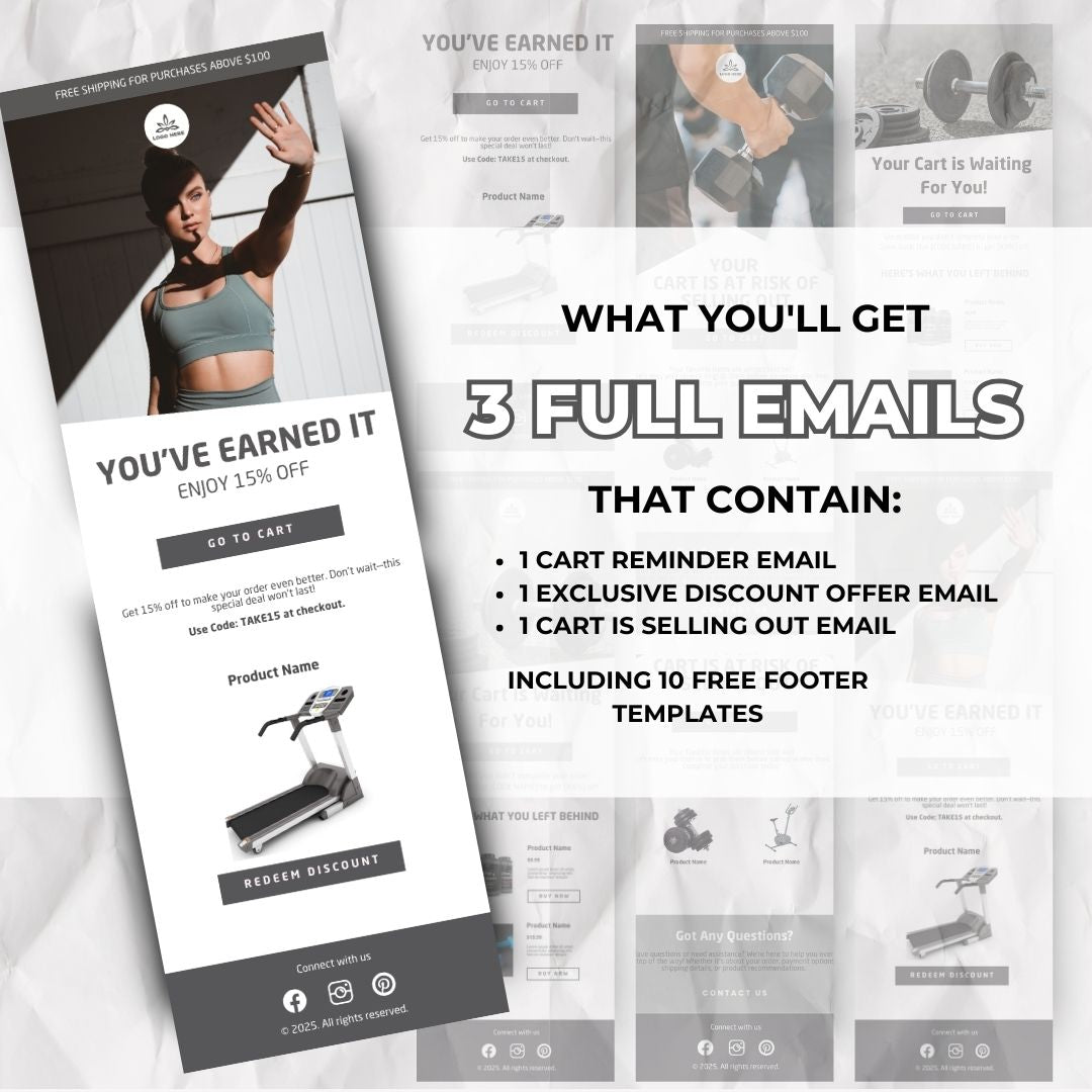 Fitness Equipment Cart Abandonment Email Template - Grey