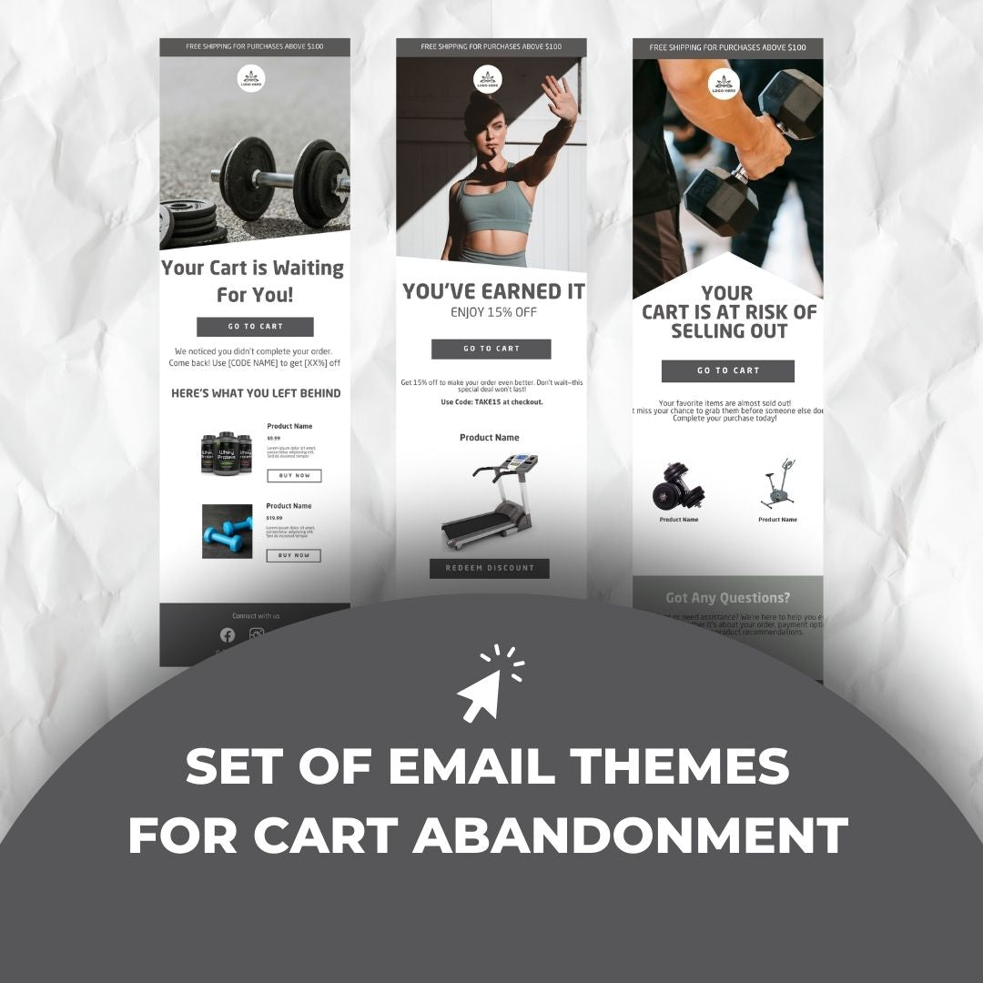 Fitness Equipment Cart Abandonment Email Template - Grey