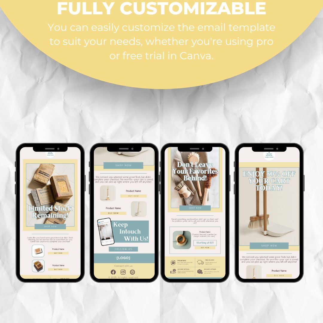 Eco Supplies Cart Abandonment Email Template - Light Green & Yellow