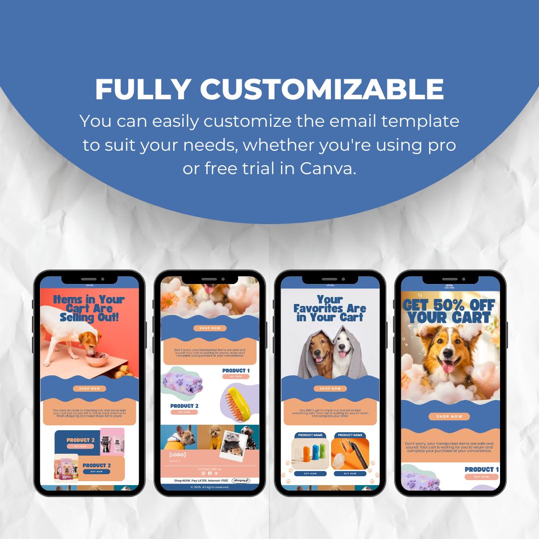 Pet Health Products Cart Abandonment Email Template - Orange & Blue