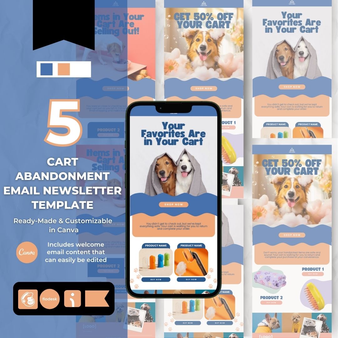 Pet Health Products Cart Abandonment Email Template - Orange & Blue