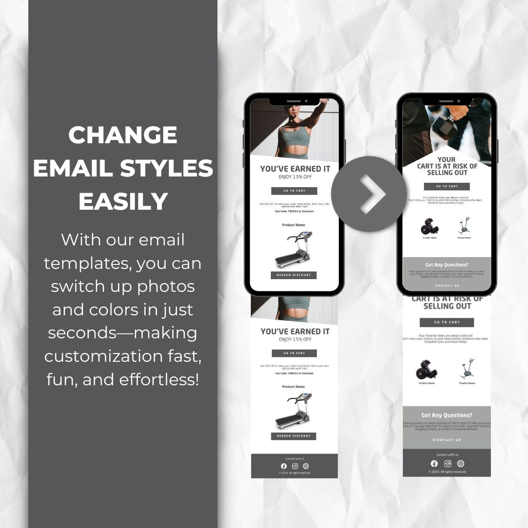 Fitness Equipment Cart Abandonment Email Template - Grey