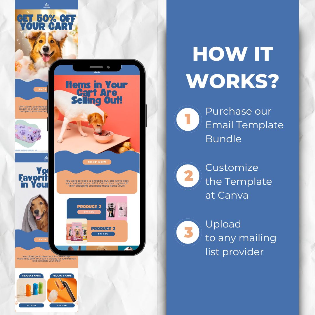 Pet Health Products Cart Abandonment Email Template - Orange & Blue