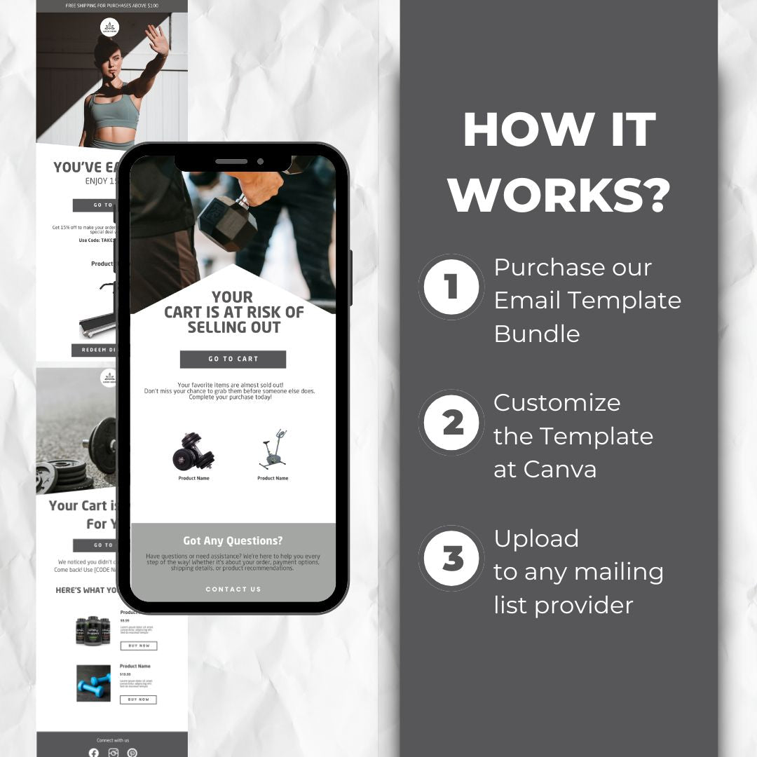 Fitness Equipment Cart Abandonment Email Template - Grey