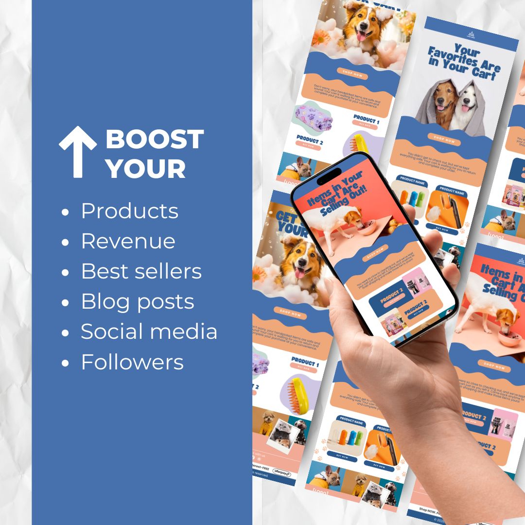 Pet Health Products Cart Abandonment Email Template - Orange & Blue