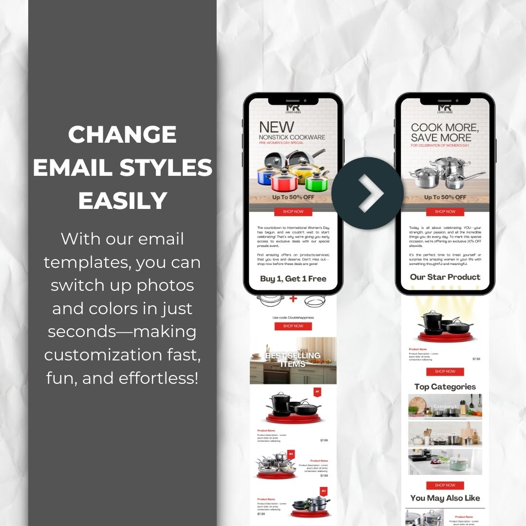 change email styles with our Womens day email template
