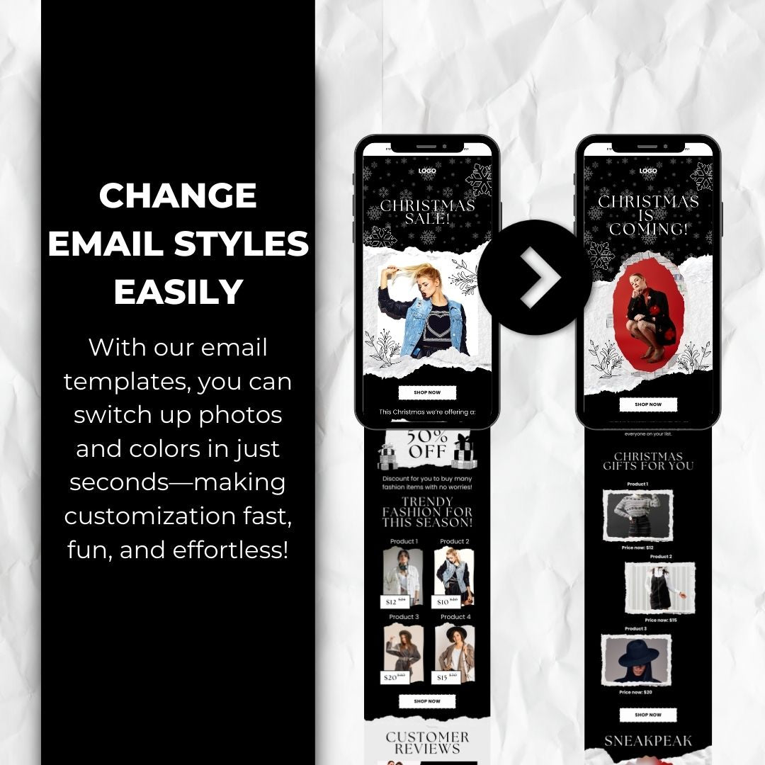 change email styles with our Christmas email template