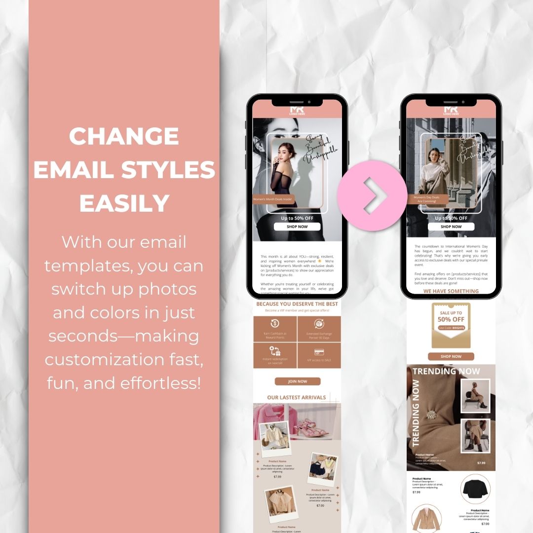 change email styles with our Womens day email template