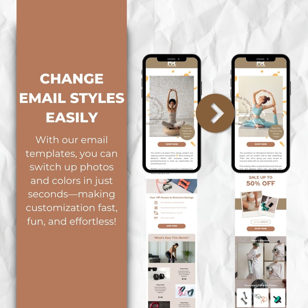 change email styles with our Womens day email template