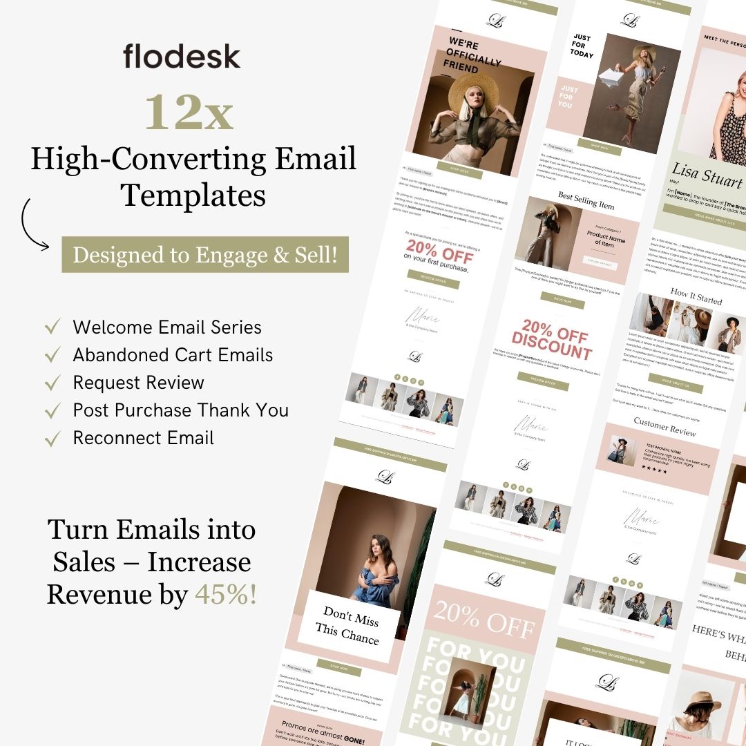Green & Pink Theme Flodesk Fashion Email Templates Bundle