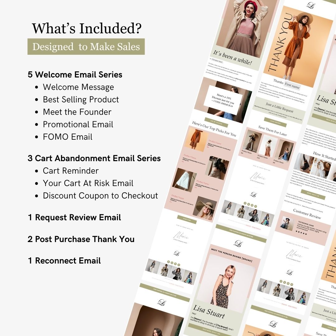 Green & Pink Theme Flodesk Fashion Email Templates Bundle