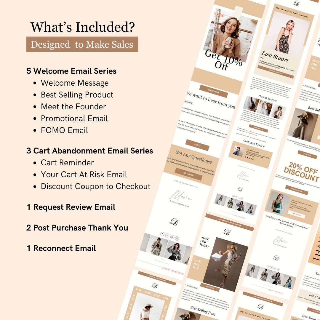 Brown & Nude Theme Flodesk Fashion Email Templates Bundle