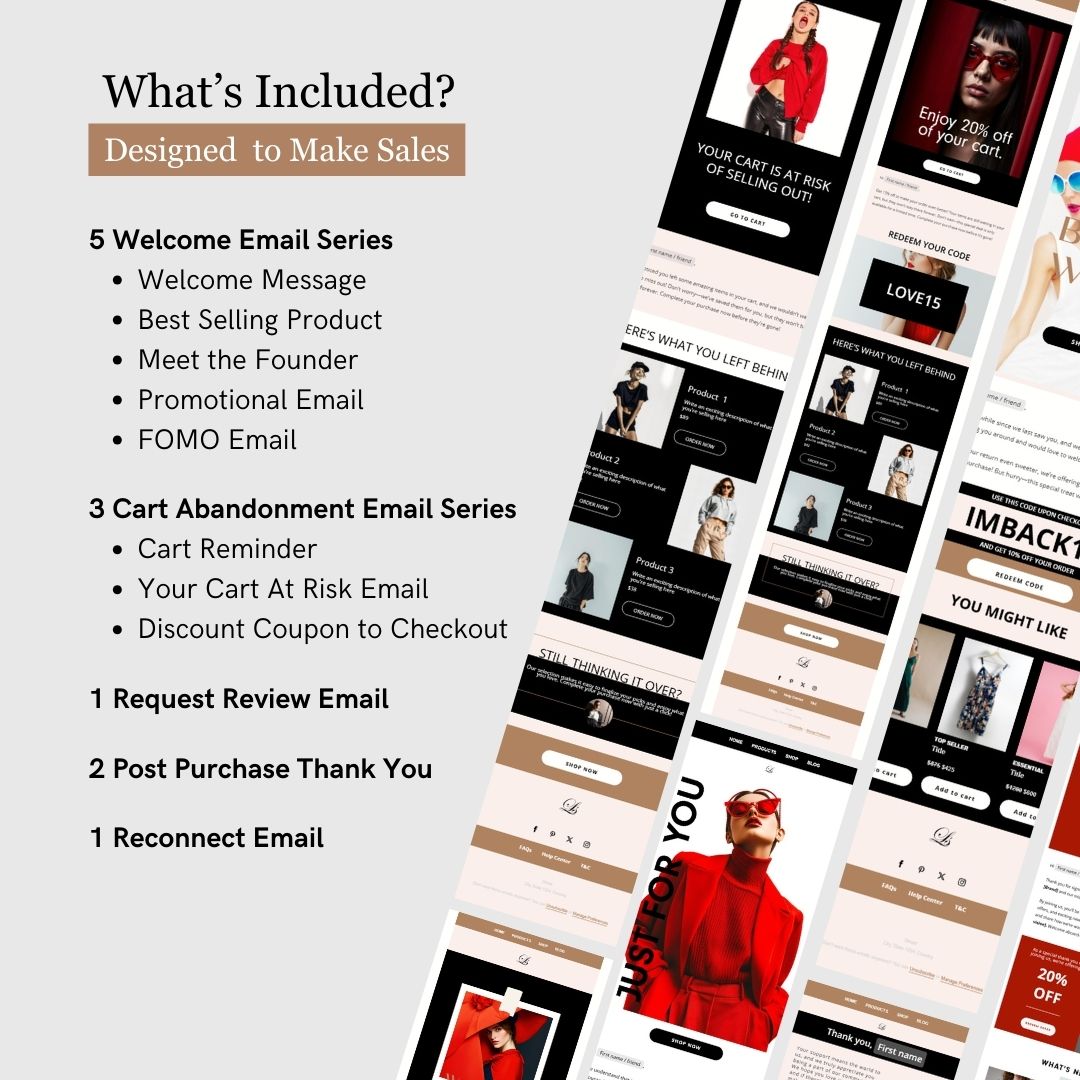 Brown & Black Theme Flodesk Fashion Email Templates Bundle