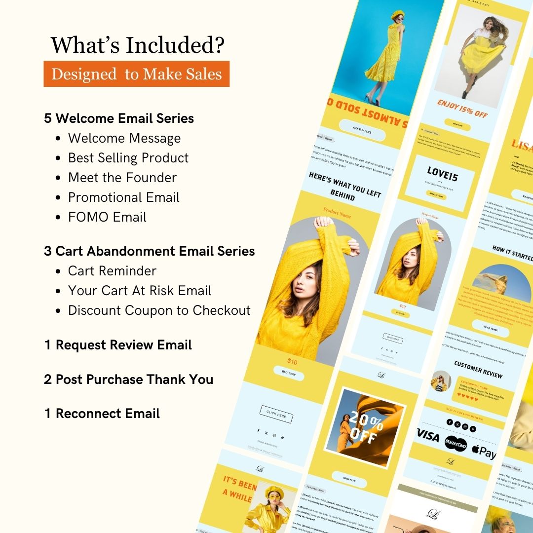 Yellow & Blue Theme Flodesk Fashion Email Templates Bundle