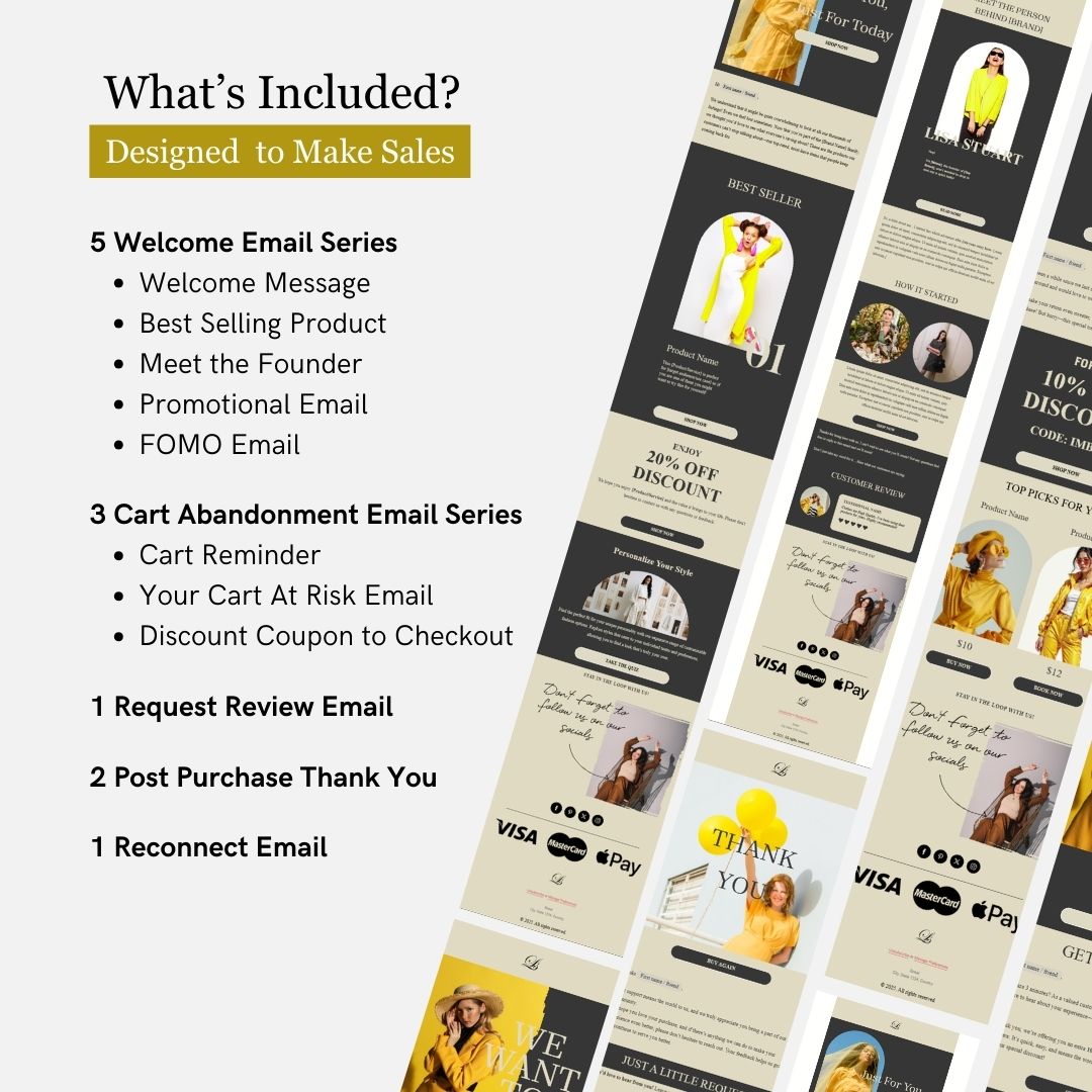Gold Theme Flodesk Fashion Email Templates Bundle